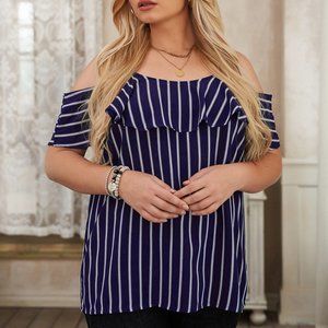 Cold Shoulder Striped Top